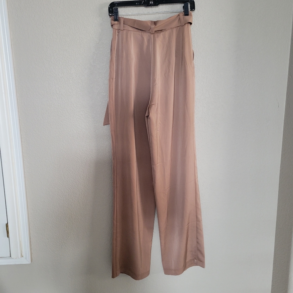 High-Waist Wide Leg Belted Pants - Brown - Picture 11 of 11